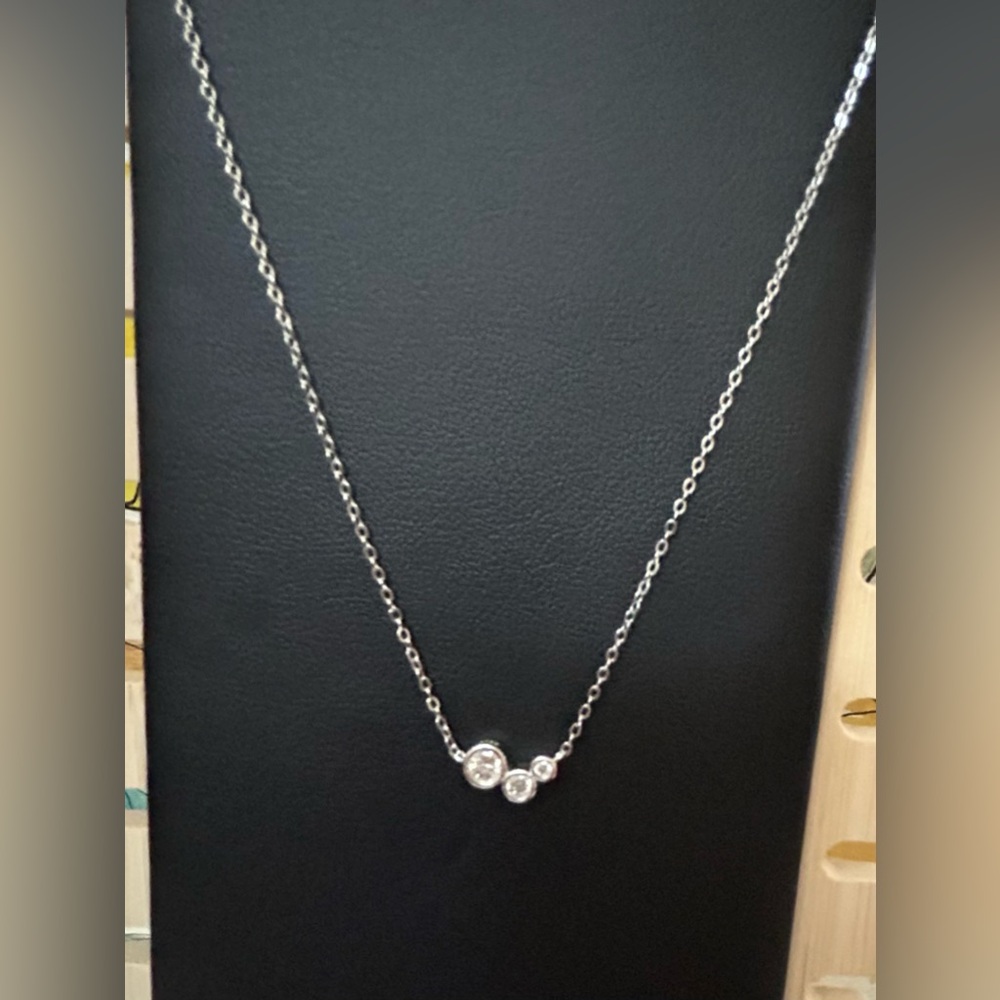 Sterling Silver & 3 Stone Moissanite Necklace - Picture 4 of 10